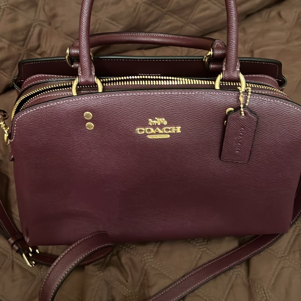 NWT dark purple Lillie carryall IMBOY coach purse